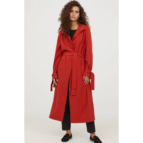 H&M Belted Duster Lightweight Trench Coat Size 6 - Picture 1 of 6